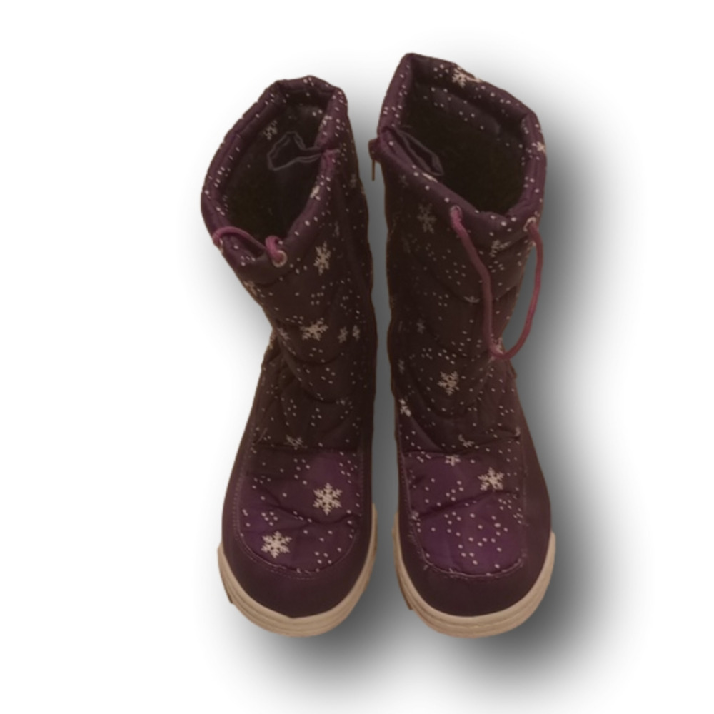 Storm Kidz  purple and white girls zipper snow boots size big kid 5